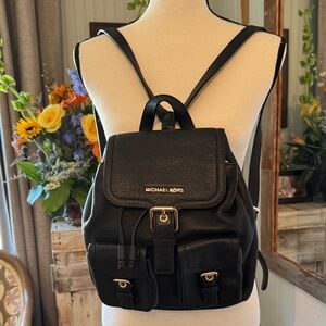 Michael Kors Cooper Black LG Flap Backpack.